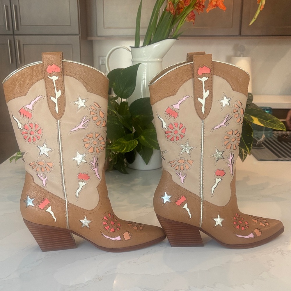 Western Boots Leather Tan Multi by Dolce Vita Size 7.5 NWT - Picture 8 of 13